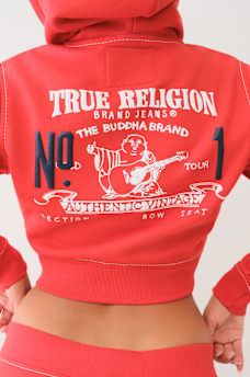 VINTAGE LOGO BIG T CROP ZIP HOODIE, image 1