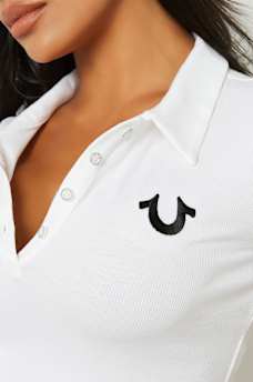 EMBROIDERED CROPPED RIBBED POLO SHIRT, image 4