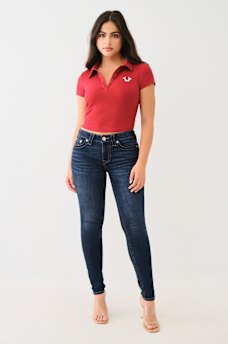 EMBROIDERED CROPPED RIBBED POLO SHIRT, image 3