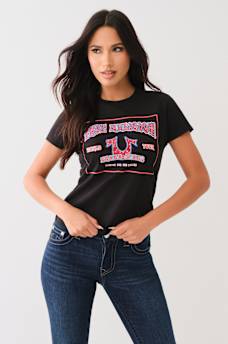 CRYSTAL RETRO HORSESHOE CREW TEE, image 2