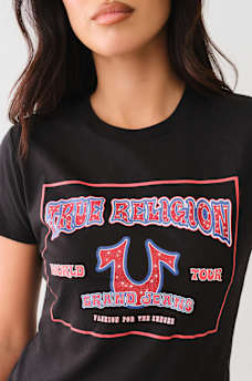 CRYSTAL RETRO HORSESHOE CREW TEE, image 1