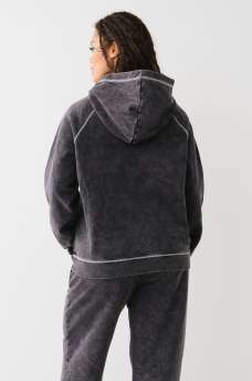 LOGO ACID WASH BOYFRIEND HOODIE, image 2