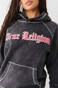 LOGO ACID WASH BOYFRIEND HOODIE, image 1