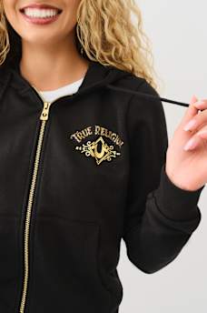 CRYSTAL METALLIC ZIP HOODIE, image 2