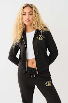 CRYSTAL METALLIC ZIP HOODIE, image 3