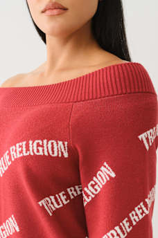 OFF-THE-SHOULDER LOGO SWEATER DRESS, image 4