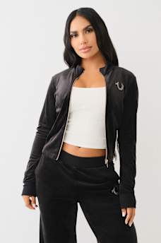 CRYSTAL HORSESHOE VELOUR TRACK JACKET, image 3
