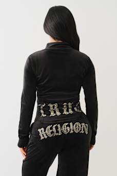 CRYSTAL HORSESHOE VELOUR TRACK JACKET, image 1