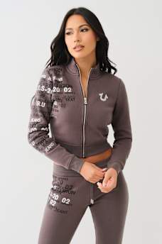 HORSESHOE LOGO CROP ZIP TRACK JACKET, image 1