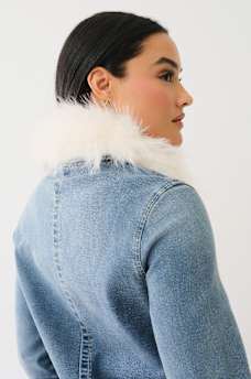 FAUX FUR TRIM DENIM JACKET, image 2