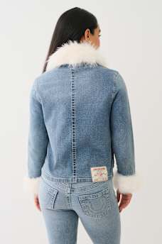 FAUX FUR TRIM DENIM JACKET, image 5