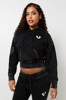 VINTAGE WASH LOGO CROP HOODIE , image 2