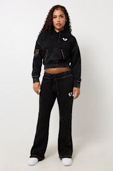 VINTAGE WASH LOGO CROP HOODIE , image 3