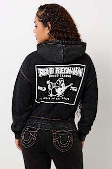 VINTAGE WASH LOGO CROP HOODIE , image 5