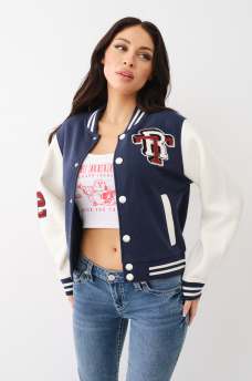 FLEECE PATCH VARSITY JACKET, image 1