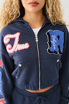 CRYSTAL PATCH ZIP VARSITY HOODIE, image 3