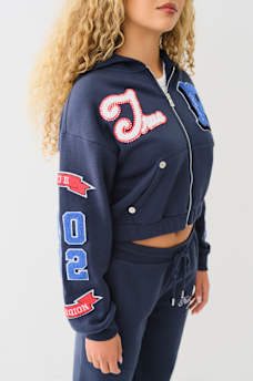 CRYSTAL PATCH ZIP VARSITY HOODIE, image 5