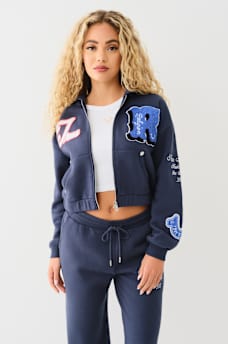 CRYSTAL PATCH ZIP VARSITY HOODIE, image 6