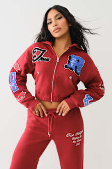 CRYSTAL PATCH ZIP VARSITY HOODIE, image 2