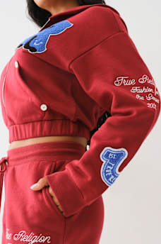 CRYSTAL PATCH ZIP VARSITY HOODIE, image 3