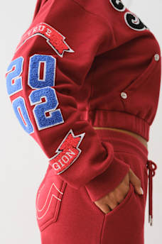CRYSTAL PATCH ZIP VARSITY HOODIE, image 4