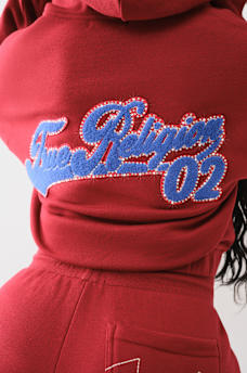 CRYSTAL PATCH ZIP VARSITY HOODIE, image 1