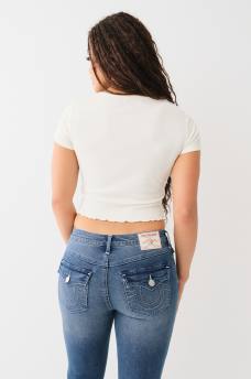 CAMISETA PEQUE&Ntilde;A CON CUELLO EN V CON HENDIDURA Y DOBLADILLO FRUNCIDO, image 3