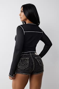 BUDDHA JERSEY MESH V NOTCH TOP, image 5