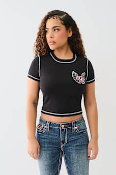 FLATLOCK WINGED CRYSTAL LOGO BABY TEE, image 4