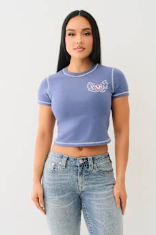 FLATLOCK WINGED CRYSTAL LOGO BABY TEE, image 2