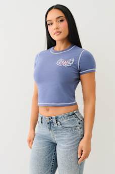 FLATLOCK WINGED CRYSTAL LOGO BABY TEE, image 4