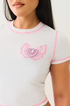 FLATLOCK WINGED CRYSTAL LOGO BABY TEE, image 7
