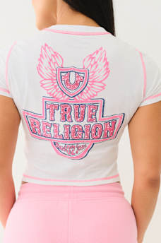 FLATLOCK WINGED CRYSTAL LOGO BABY TEE, image 1
