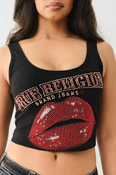 CRYSTAL LIPS RAW HEM CROP TANK, image 1