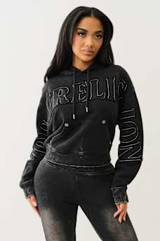 VINTAGE APPLIQUE LOGO CINCHED HOODIE, image 3