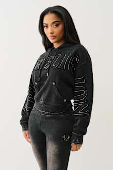 VINTAGE APPLIQUE LOGO CINCHED HOODIE, image 4