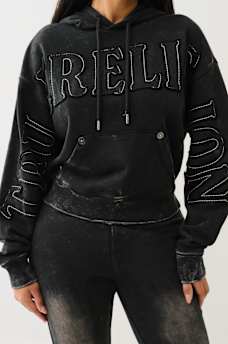 VINTAGE APPLIQUE LOGO CINCHED HOODIE, image 1