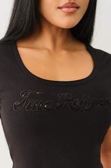 LACE LOGO SCOOP NECK BABY TEE, image 2