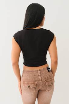 LACE LOGO SCOOP NECK BABY TEE, image 5