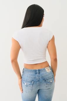 LACE LOGO SCOOP NECK BABY TEE, image 5