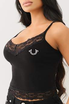 LACE CRYSTAL HORSESHOE CAMI, image 1