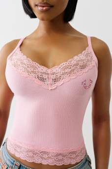 LACE CRYSTAL HORSESHOE CAMI, image 1