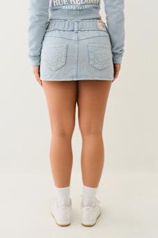 WASHED RAW EDGE BIG T MINI SKIRT, image 4