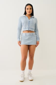 WASHED RAW EDGE BIG T MINI SKIRT, image 1