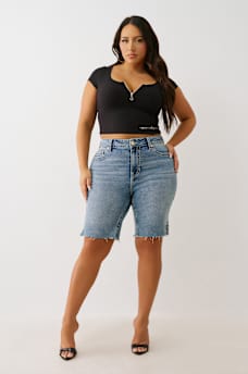 PLUS RILEY MID RISE BIG T BERMUDA SHORT, image 2