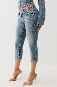 JENNIE MID RISE FLAP SKINNY CAPRI, image 3