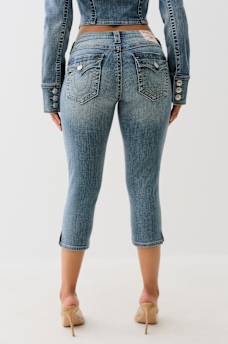 JENNIE MID RISE FLAP SKINNY CAPRI, image 4