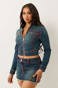 SHRUNKEN SUPER T DENIM MOTO JACKET, image 4