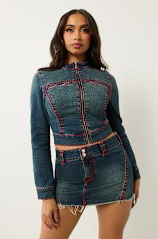 SHRUNKEN SUPER T DENIM MOTO JACKET, image 7
