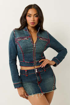 SHRUNKEN SUPER T DENIM MOTO JACKET, image 1